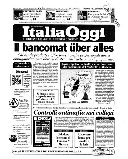 Italia oggi : quotidiano di economia finanza e politica